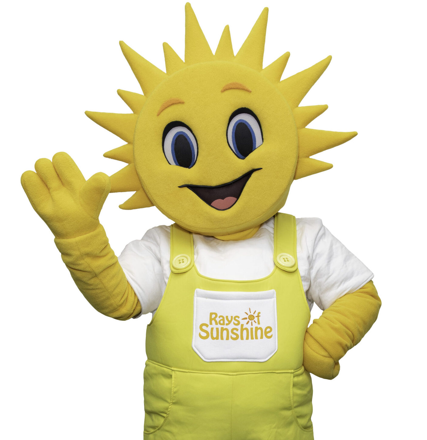 Yellow sun mascot waving