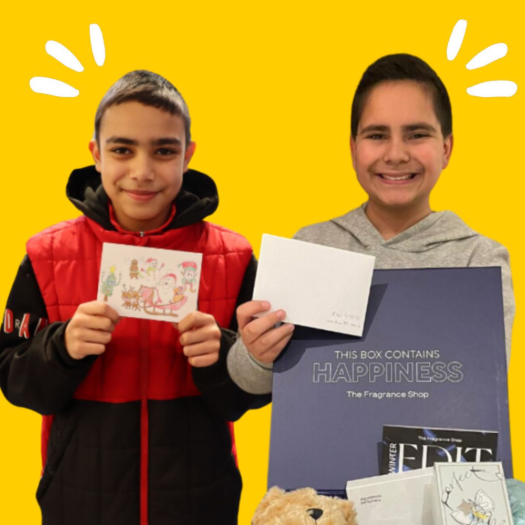 Wish children Nicholas & Rian crowned winners of Christmas card design competition in partnership with The Fragrance Shop