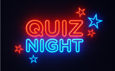 Neon sign that reads "Quiz Night"