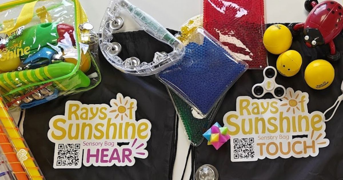 Photo of all the items included in a Rays of Sunshine Sensory Bag