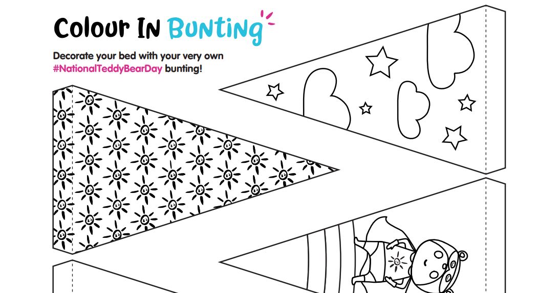 A colour in bunting activity sheet for children