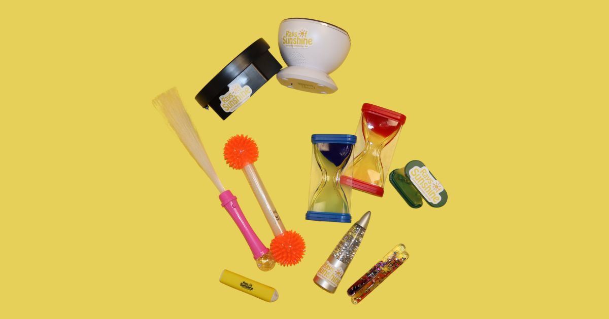 Flat lay pic of different sensory toys